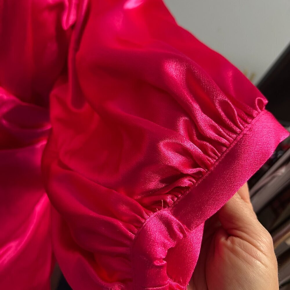 Donna Ricco Dress Pink Satin Long Sleeve Formal Dress Size 2 - Picture 7 of 11